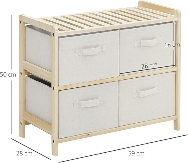 Detalle de HOMCOM commode en tissu à 4 tiroirs pliants 59 x 28 x 50 cm style élégant