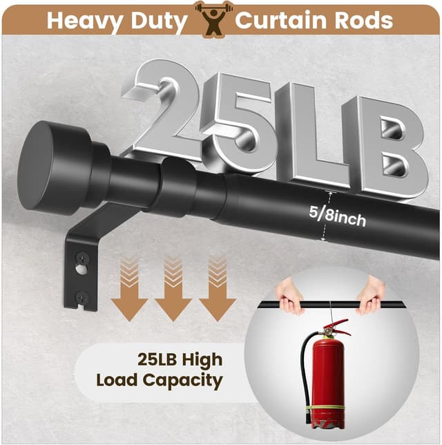 Thumbnail 3 de WIN4ALL Black Curtain Rods 30"-60" 📐