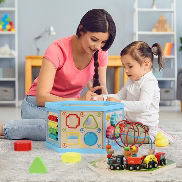 Thumbnail 5 de KABENFIS Wooden Activity Cube with Train Tracks 🚂