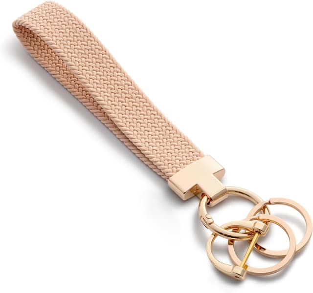 Detalle de CHUQING Schlüsselanhänger mit elastischem Schlüsselband fürs Auto (kurz) – praktische Handgelenk-Befestigung