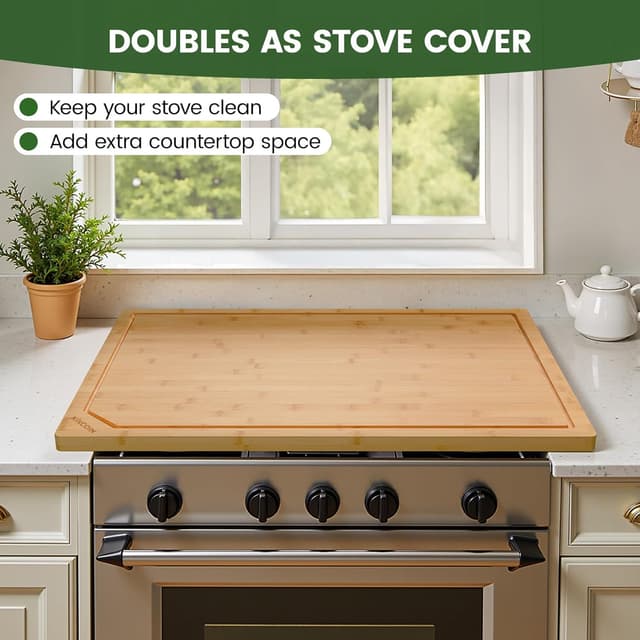 Detalle de Kikcoin 30 x 20 Bamboo Cutting Board 🍽