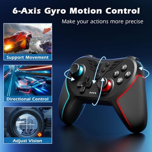 Thumbnail 6 de LATEC Mando inalámbrico para Switch / Switch 2 con Hall, giroscopio 6 ejes, vibración ajustable y turbo