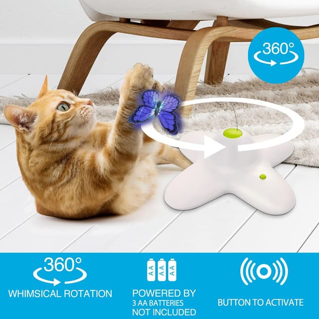 Detalle 2 de ALL FOR PAWS interactive butterfly cat toy (flutter bug) with 360° rotation