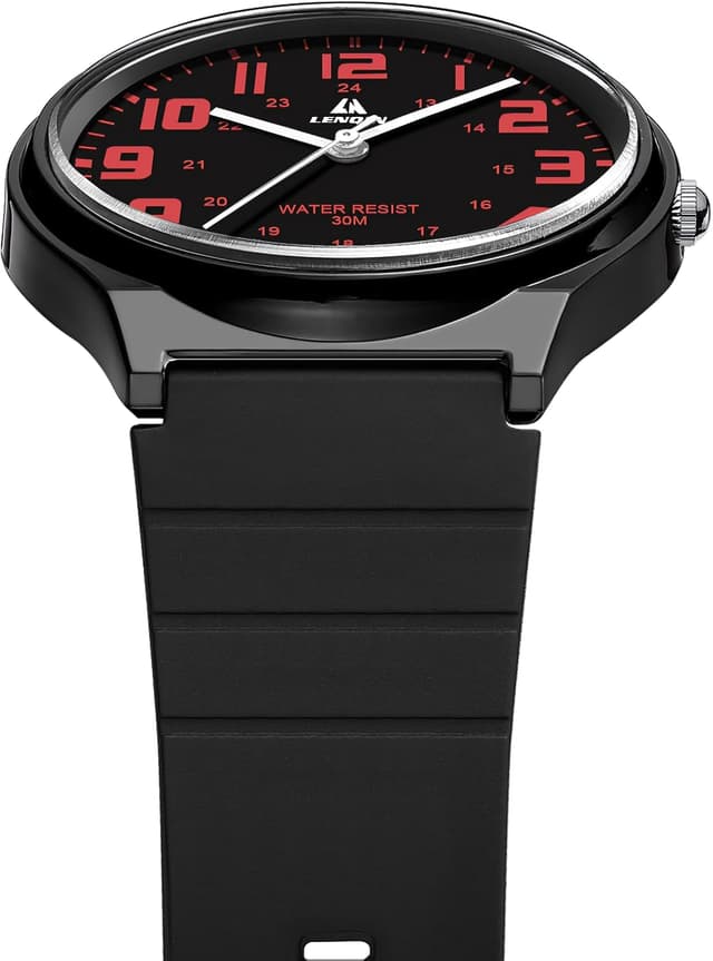 Detalle de LN LENQIN men’s analog quartz wrist watch with 20mm silicone strap (30M waterproof)