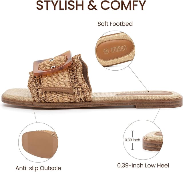 Detalle 2 de Rihero raffia flat sandals for summer