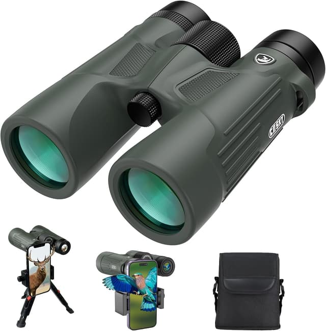 Detalle de Gosky 10x42 HD Binoculars with Phone Adapter (BAK4, FMC lens)