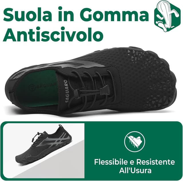 Detalle de SAGUARO Scarpe da Scoglio unisex ad asciugatura rapida con punta a cinque dita (Gr. 36-48)