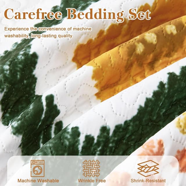 Thumbnail 6 de Tyrot 3-Piece Boho Floral Quilt Set (Full/Queen) with Reversible Coverlet & 2 Shams, 90 x 96 in