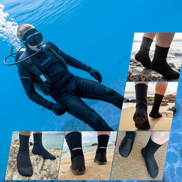 Thumbnail 6 de PAWHITS 3mm neoprene wetsuit socks with anti-slip sole and ankle strap for scuba, snorkelling and watersports