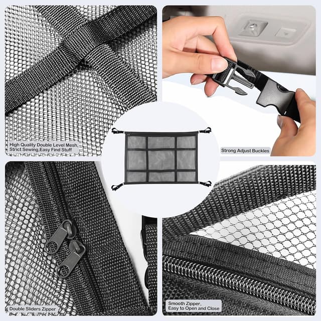 Detalle de ViMOQi Double Layer Cargo Net for Van & Car Roof Storage (90 x 65 cm) — Foldable organiser