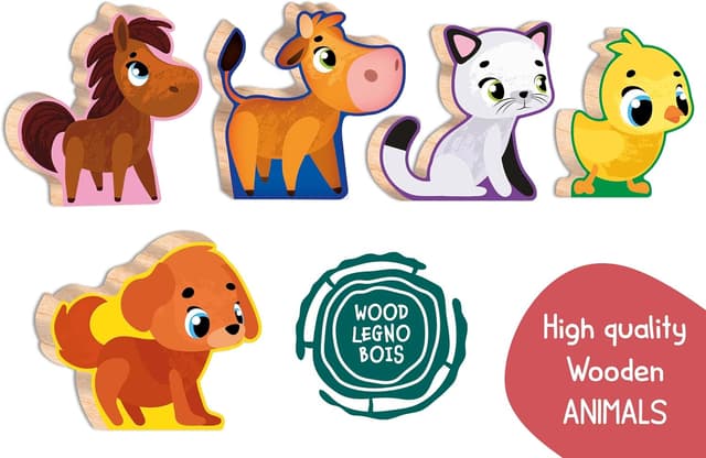 Detalle 2 de Liscianigiochi Montessori Wood Baby Farm – Holzpuzzle mit 15 Teilen ab 2 Jahren