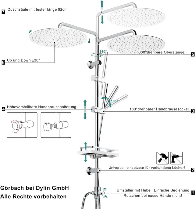 Detalle 2 de Görbach Colonna Doccia D30 cm acciaio inox