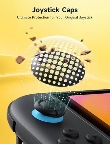 Detalle de JSAUX Grips para Nintendo Switch 2: tapones para palancas con agarre mejorado (negro, 3 pares)