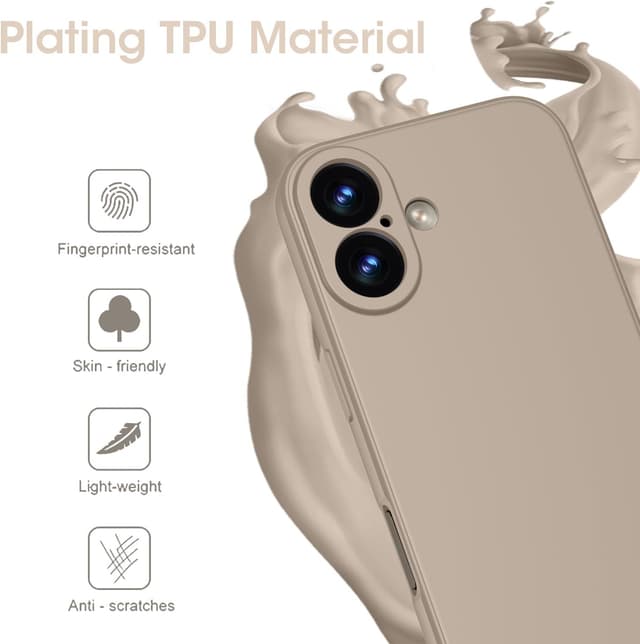 Detalle de KPPIT silicone case for iPhone 16 Plus – khaki shockproof strap case with full camera coverage