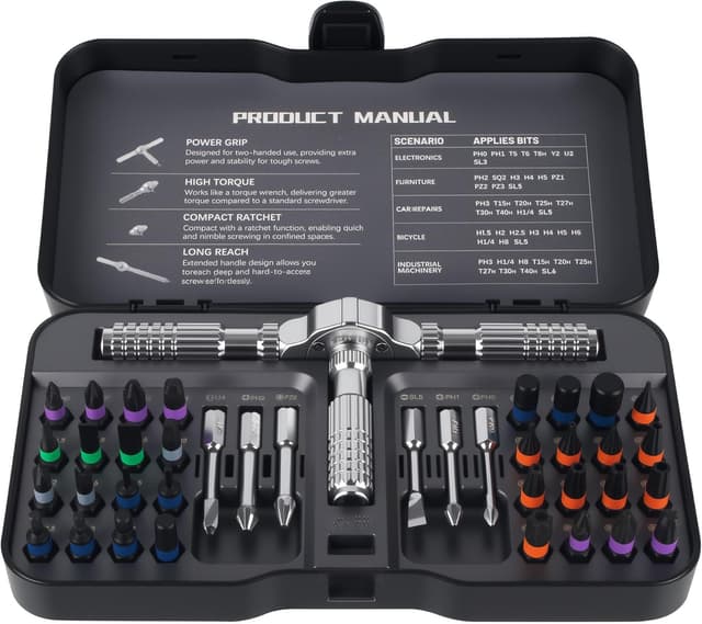 Detalle de Nuangoo Tournevis à cliquet 40 en 1