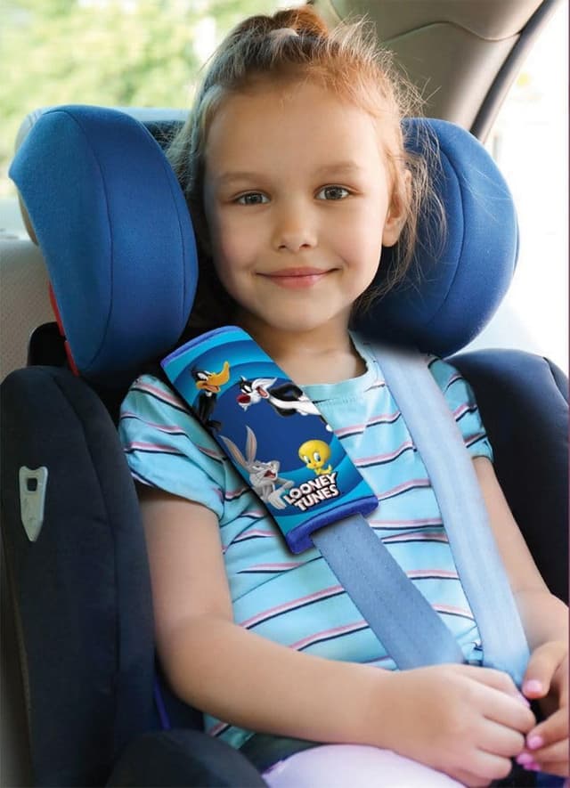 Detalle 1 de Looney Tunes Gürtelschlaufe für Kinder (Warner Bros) – hellblau mit Cartoon-Motiven