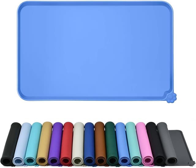 Detalle de Reopet Silikon-Futtermatten für Haustiere – wasserdichte Hunde- und Katzennapfmatten mit erhöhten Rändern