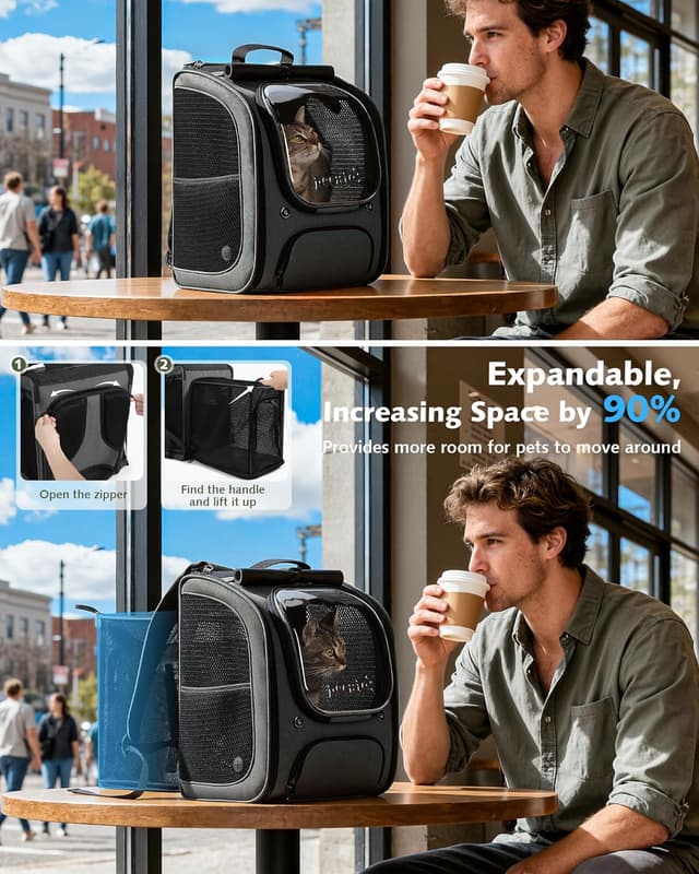 Thumbnail 3 de Pecute Scalabile Zaino Trasportino per Gatti 42×32×26 cm