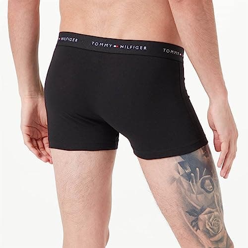 Detalle 2 de Tommy Hilfiger calzoncillos bóxer hombre Trunks pack de 3 con logotipo en la cintura (negro, XXL)