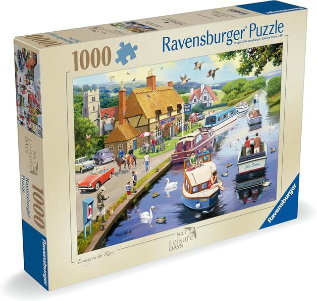 Detalle de Ravensburger Leisure Days No.7 Evening on the River 1000-Piece Jigsaw Puzzle (70 x 50cm) – Age 12+