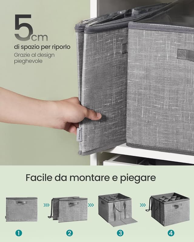 Detalle de SONGMICS Scatola organizer per scarpe fino a 16 paia LSP601G01 con coperchio trasparente grigio giunco