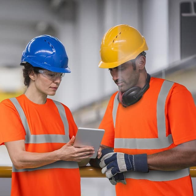 Detalle de AUYAO Maglietta manica corta alta visibilità arancione con strisce riflettenti