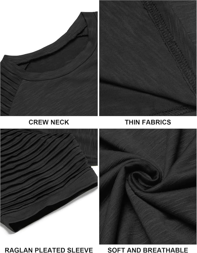 Detalle de COOFANDY T-shirt de sport homme à col rond et manches raglan