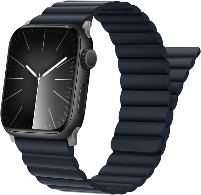 Detalle de Tasikar Magnetic Straps for Apple Watch (Navy Blue) Silicone Band with Magnetic Closure – 49mm/46mm/45mm/44mm/42mm compatible