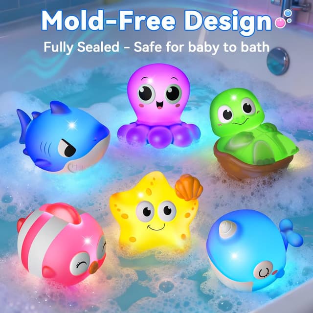 Detalle de Ocean bath toys set with LED lights for 1-3