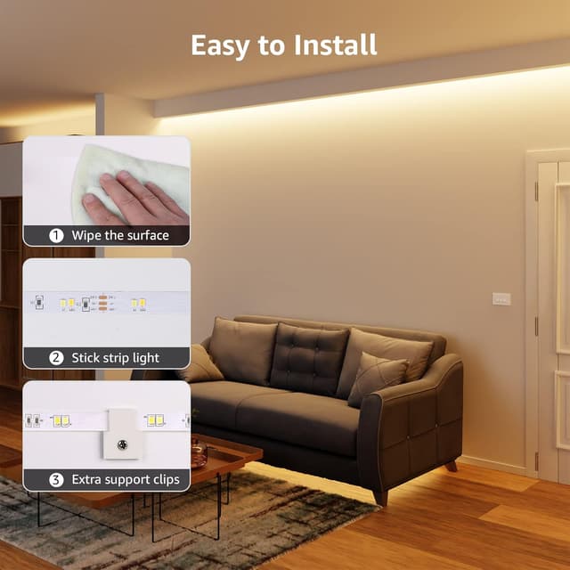 Detalle 2 de Lepro 10m LED Strip Lights with Remote and Plug (Warm White to Cool Daylight, Tunable)