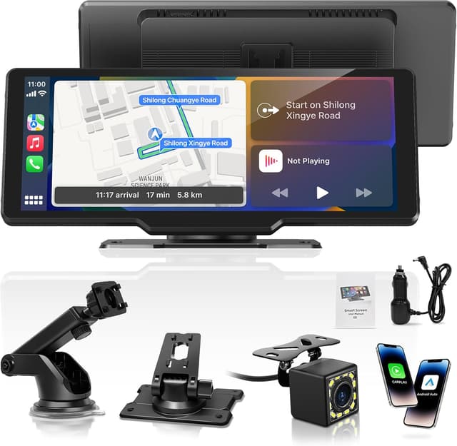 Detalle de Portable Wireless CarPlay Screen (10.26") with Android Auto, GPS Navigation, and 1080P Backup Camera