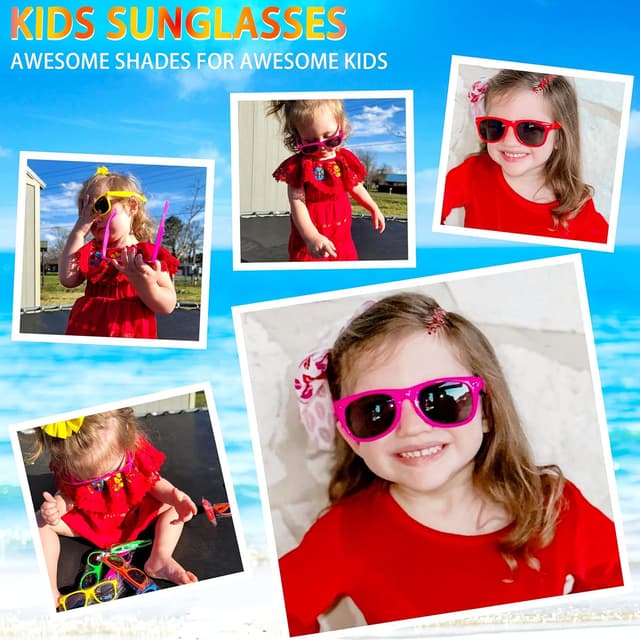 Detalle de INNOCHEER Kids Party Sunglasses (24-Pack) with UV400 Protection in Neon Assorted Colors