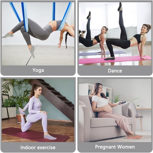Detalle de Flintronic calzini antiscivolo yoga da donna con cinturino incrociato per pilates, danza e piedi nudi