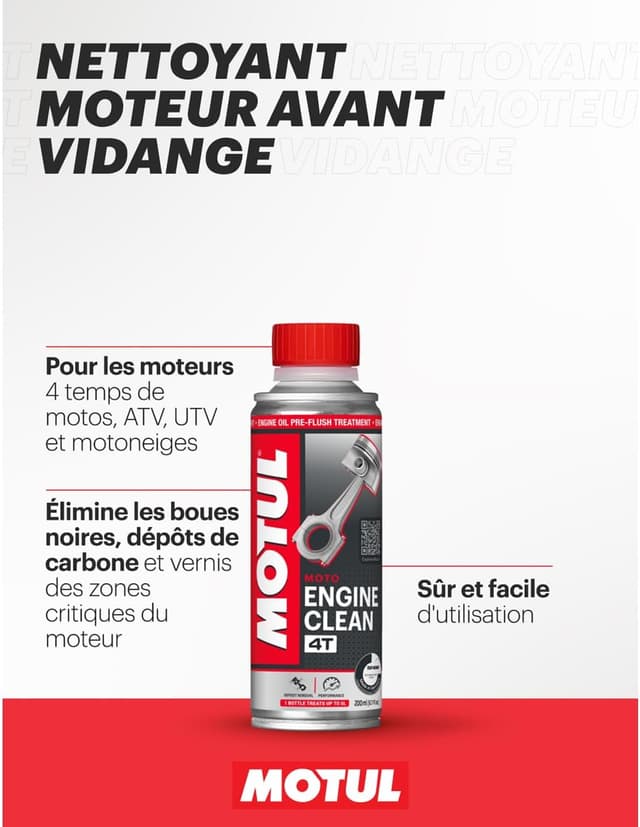 Detalle 2 de Motul Nettoyant Moteur Avant Vidange pour moteurs 4 temps (additif curatif) – 200 ml