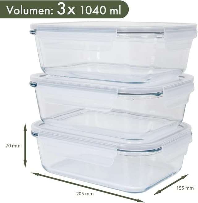 Detalle 2 de Classbach Meal Prep Boxen 3x 1.040 ml