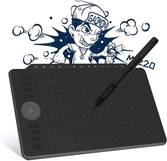 Detalle de GAOMON M1220 Stifttablett mit 13 Multimedia-Tasten und 8 Zeichen-Tasten – für Android, Windows & macOS