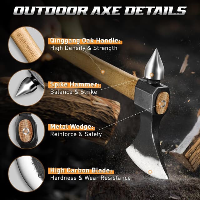 Detalle 2 de Outdoor-Splitaxt Set mit 2 Beilen