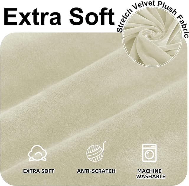 Detalle de Ystyle Copridivano in velluto per divano 2 posti con braccioli, beige (copridivano universale elasticizzato antigraffio)