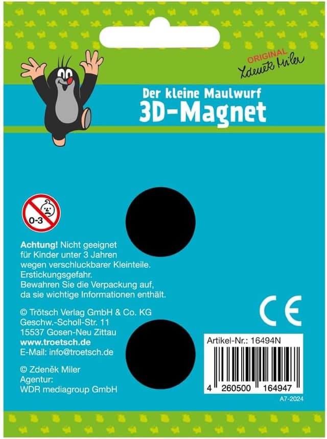 Detalle 2 de 3D-Magnet Der kleine Maulwurf en blusa con pantalón azul 🐾