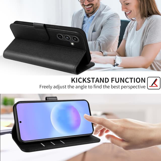 Detalle de UITUIM Leather Wallet Phone Case for Samsung Galaxy A57 5G (Black) with Tempered Glass Screen Protector