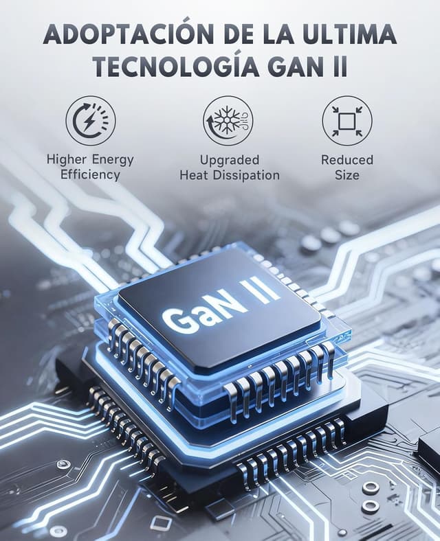 Detalle 2 de ViSSKO cargador de 65W para MacBook Air con USB-C PD 3.0 y GaN II (cable trenzado USB-C de 2 m)