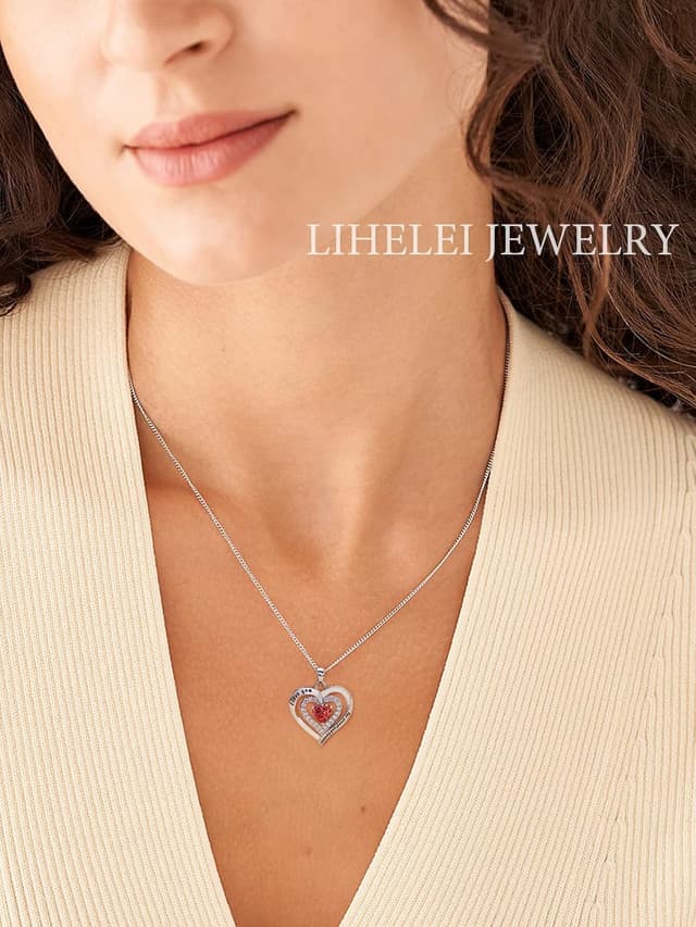 Detalle de LIHELEI Kette Damen „Forever Love“ mit Geburtsstein-Anhänger aus S925 Silber