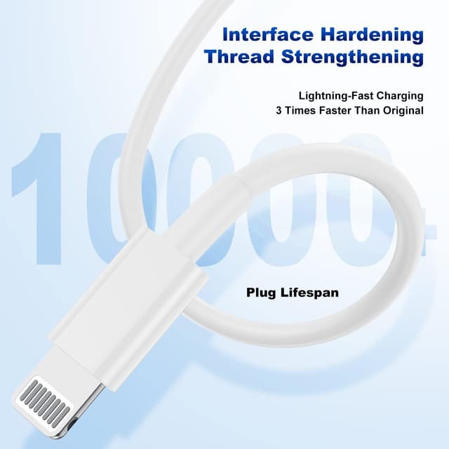 Detalle 2 de iPhone 14/13 Car Charger (Apple MFi Certified) 45W Dual-Port USB-C Adapter with 6ft USB-C to Lightning Cables