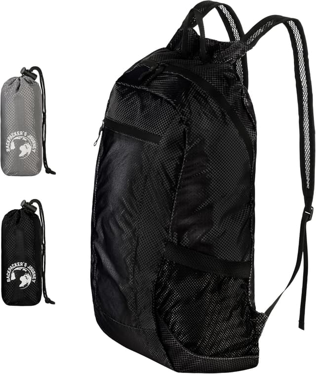 Detalle de Backpacker’s Journey faltbarer Ultraleicht-Rucksack (nur 90 g) – leichter Faltrucksack für Tagesausflüge & Reisen
