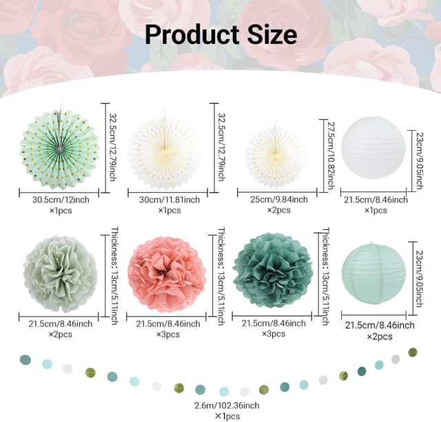 Detalle de Papier Party-Dekoration Rosa Set mit 4 m Girlande