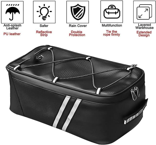 Detalle de Fahrrad Gepäckträgertasche (Hecktasche) – wasserdicht, reflektierende Gurte, 8L