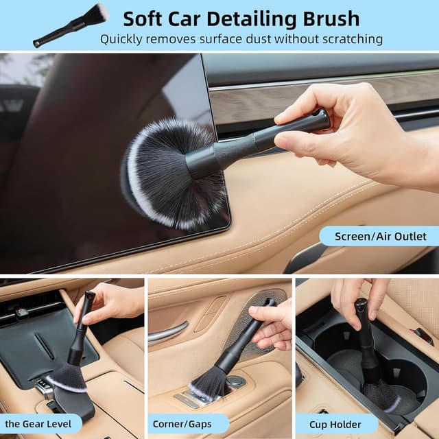 Detalle 2 de TICARVE 10-Piece Car Interior Detailing Cleaning Kit (screen cleaner cloth, gels, wipes & brushes)