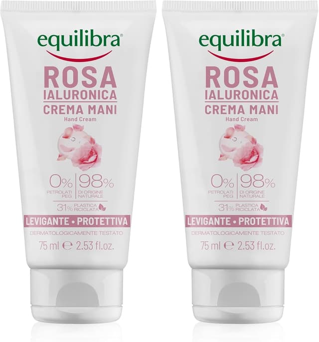 Detalle 2 de Equilibra Crema Mani Levigante e Protettiva 75 ml con Rosa Damascena e Acido Ialuronico