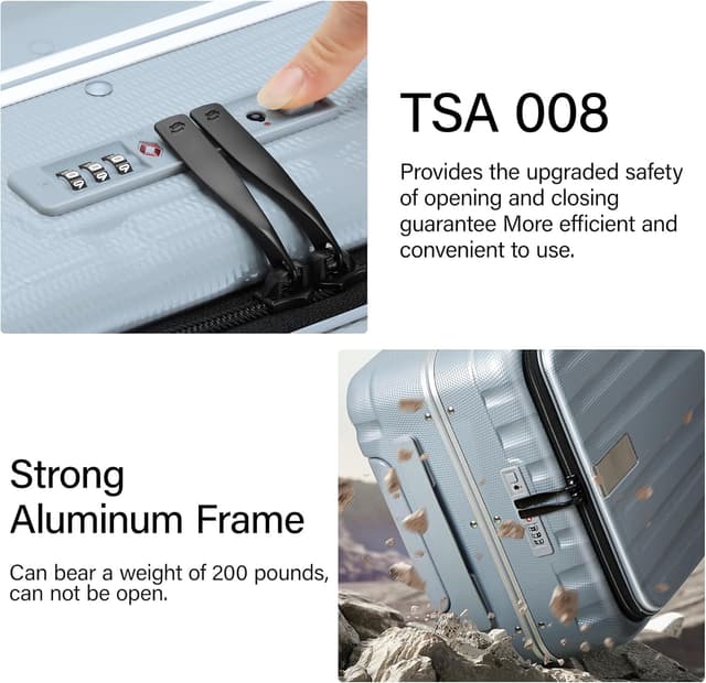 Detalle de Hanke 26 Inch Front Opening Hard Shell Checked Suitcase with Lock & 4 Dual Spinners