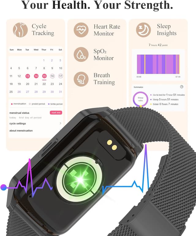 Detalle de paybay Fitness Tracker Watch (IP68) with Step Counter, Sleep Monitor & 110+ Sports